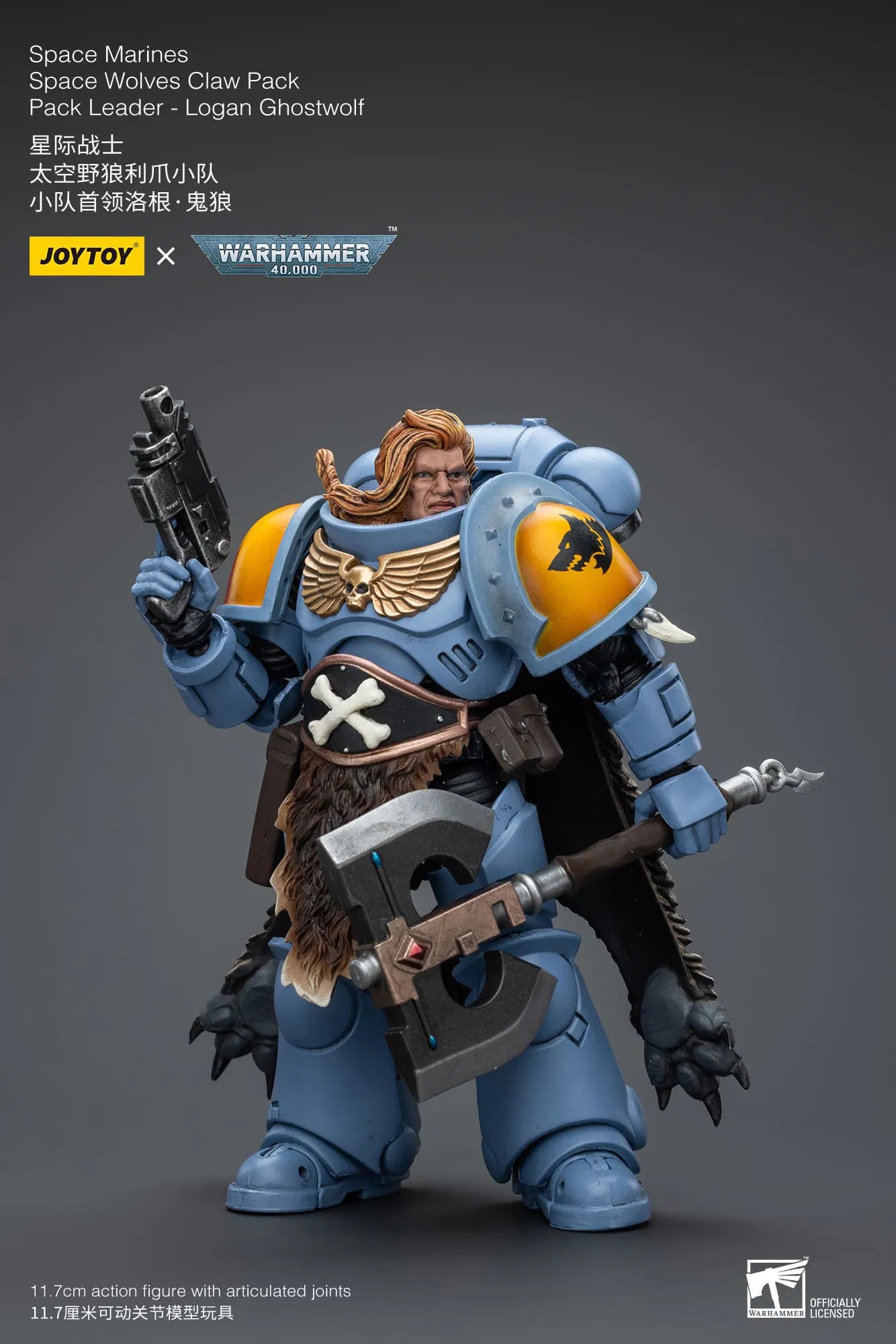 JoyToy Warhammer 40K Space Wolves Claw Pack Leader Logan Ghostwo1f /18 (UK)